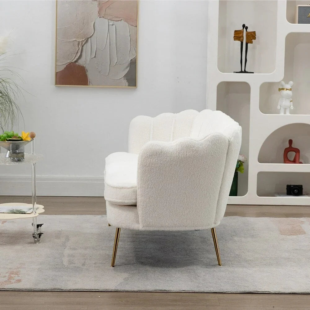 Kleines Mini-Zimmer-Sofa Zweisitzer mit Goldmetallfüßen - 2 Sitzer