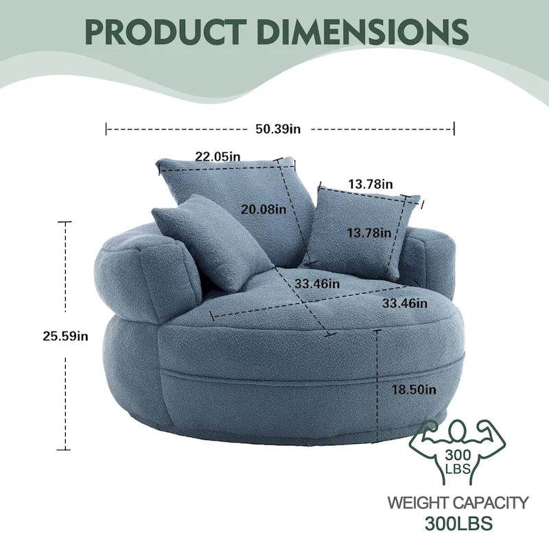 Rundes Lazy Sofa – Weiß/Blau/Grau/Gelb/Orange/Rosenrot/Marineblau/Grün, Einzel- und Doppel-Sitz