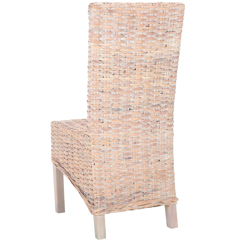 2er-Set Esszimmerstühle aus natürlichem Korbgeflecht 48B x 56T x 104H cm, Boho Coastal Stil