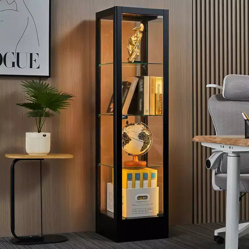 Bekrvio 4-stöckige Glasvitrine mit Schloss, 63 Vitrine mit Hartglastür und verstellbaren Einlegeböden