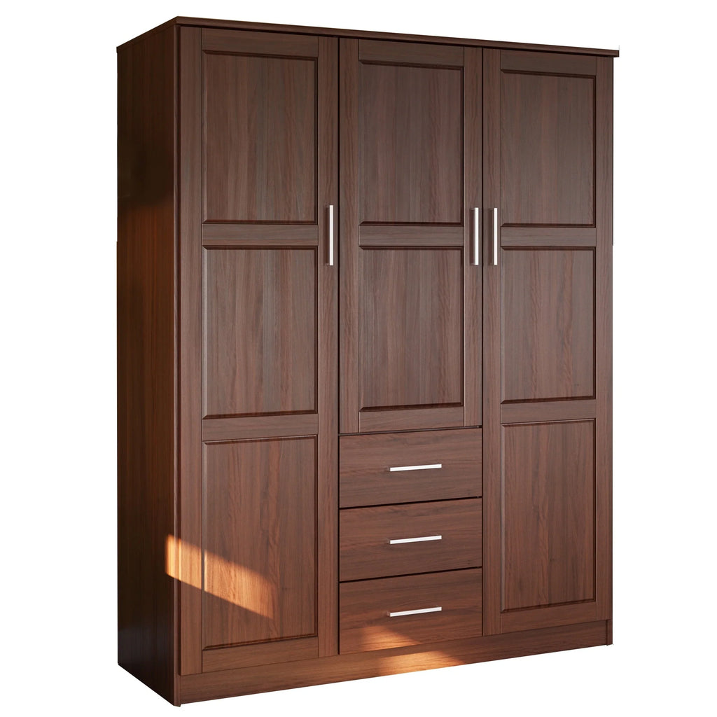Palace Imports 100% Massivholz Cosmo 3-Türiger Kleiderschrank mit Massivholz- oder Spiegeltüren