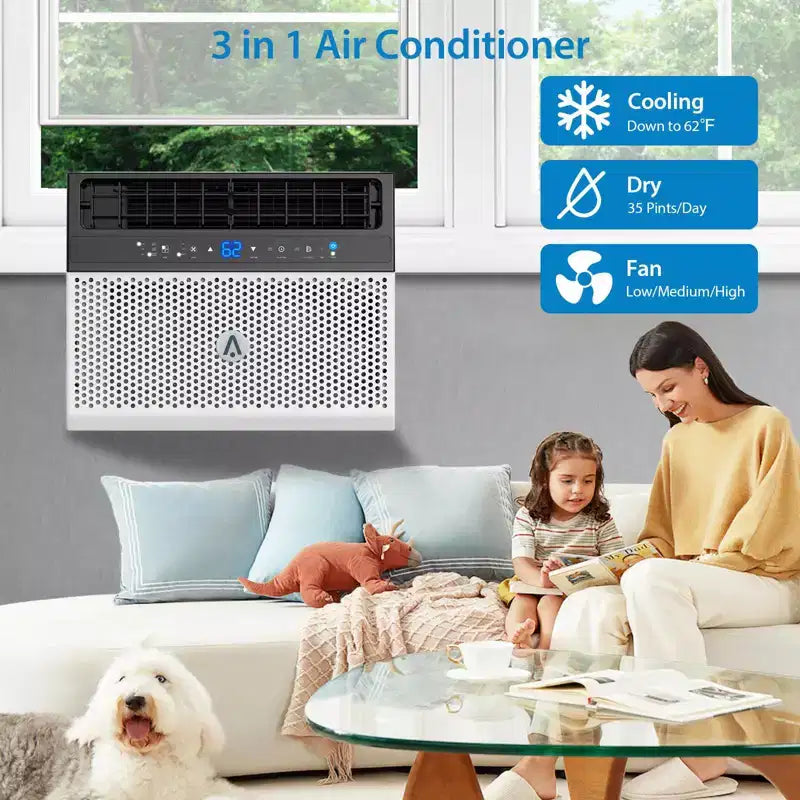 Acekool 6.000 BTU Smart Fenster-Klimaanlage, WLAN-Raumklimaanlage mit Fernbedienung, leise Kühlung für Räume bis 23 m²