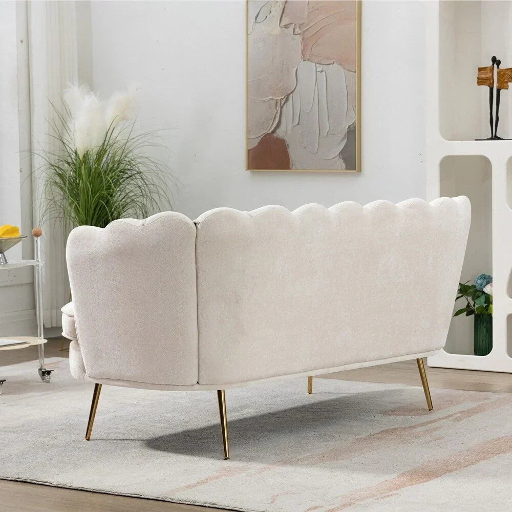 Kleines Mini-Zimmer-Sofa Zweisitzer mit Goldmetallfüßen - 2 Sitzer