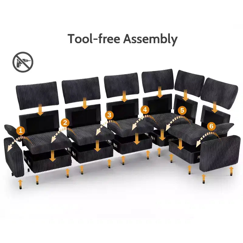 Dyonery Modulares Cord-Ecksofa mit waschbaren Bezügen