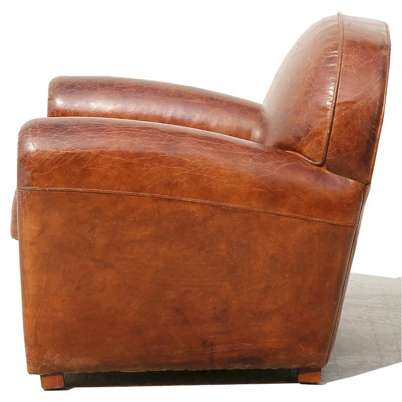 Pasargad Home Clubsessel Paris aus echtem Leder, Braun