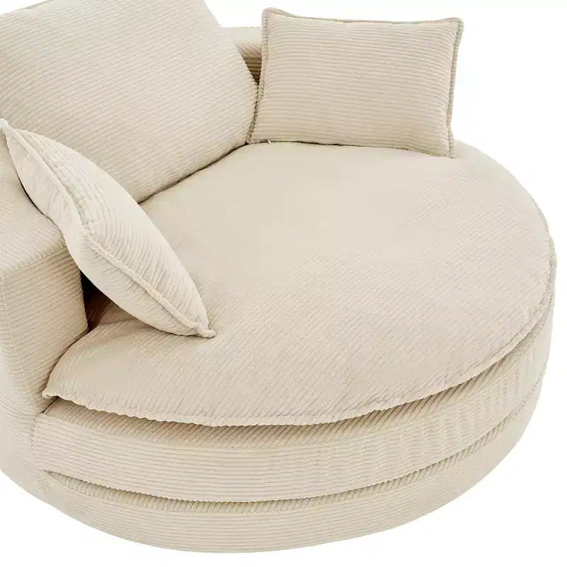 360° drehbarer Loungesessel, drehbarer runder Fass-Sessel mit Kissen für das Wohnzimmer