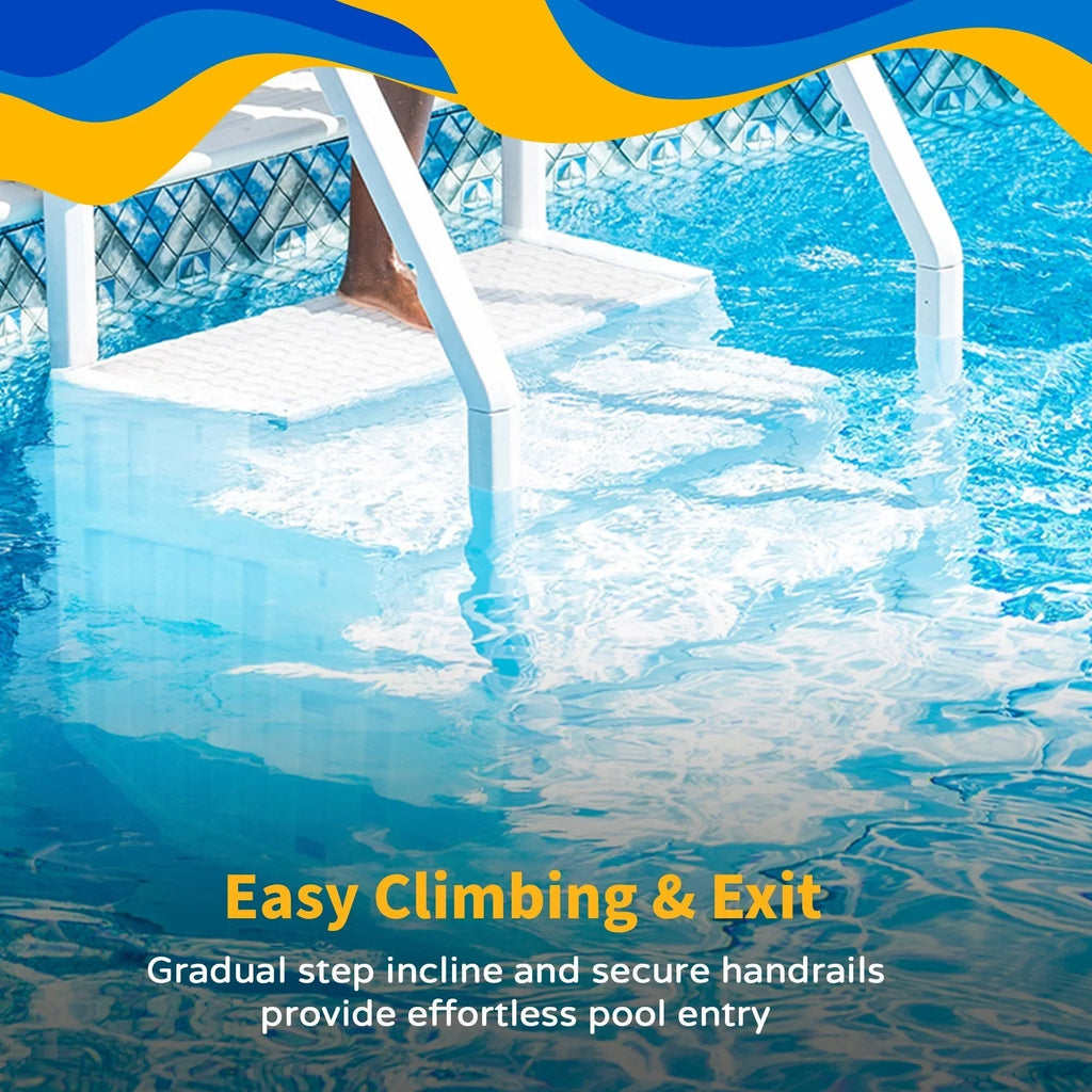 Blue Wave Easy Pooltreppe mit Außenleiter für Aufstellpools – 82,55 cm B x 142,24 cm T x 205,74 cm H
