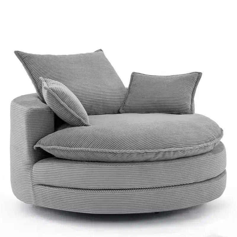 360° drehbarer Loungesessel, drehbarer runder Fass-Sessel mit Kissen für das Wohnzimmer