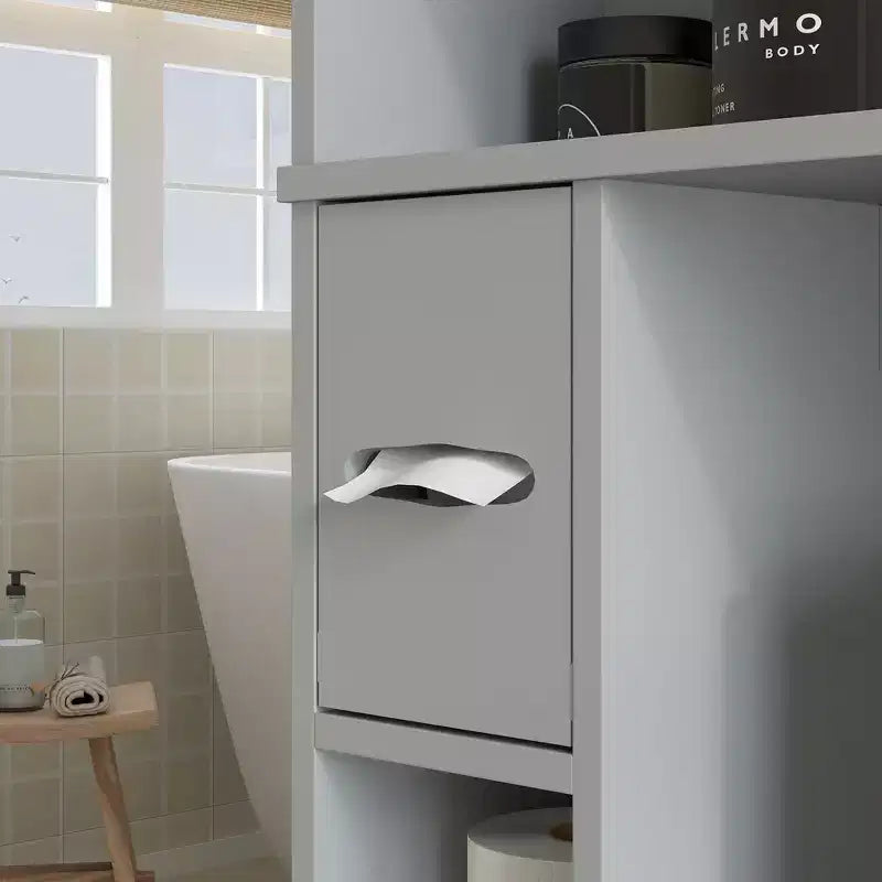 HOMCOM Überbau für die Toilette, moderner Badezimmer-Organizer mit 2 Türen, Toilettenpapierhalter, freistehendes Platzsparwunder