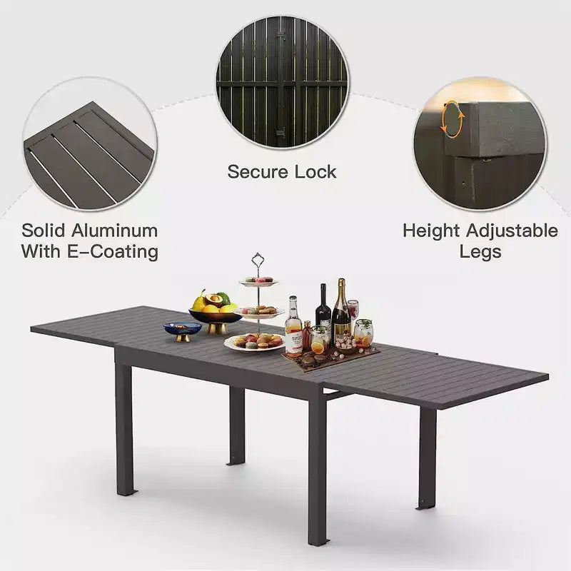 Okak Esstisch Aluminium ausziehbarer Terrassentisch Esstisch Küchentisch für das Esszimmer