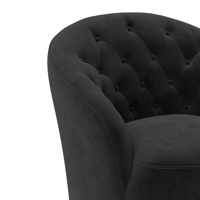 SEYNAR Moderner Samt-Polster-Drehstuhl, 360 Grad drehbar, mit Knopfheftung, 2er-Set