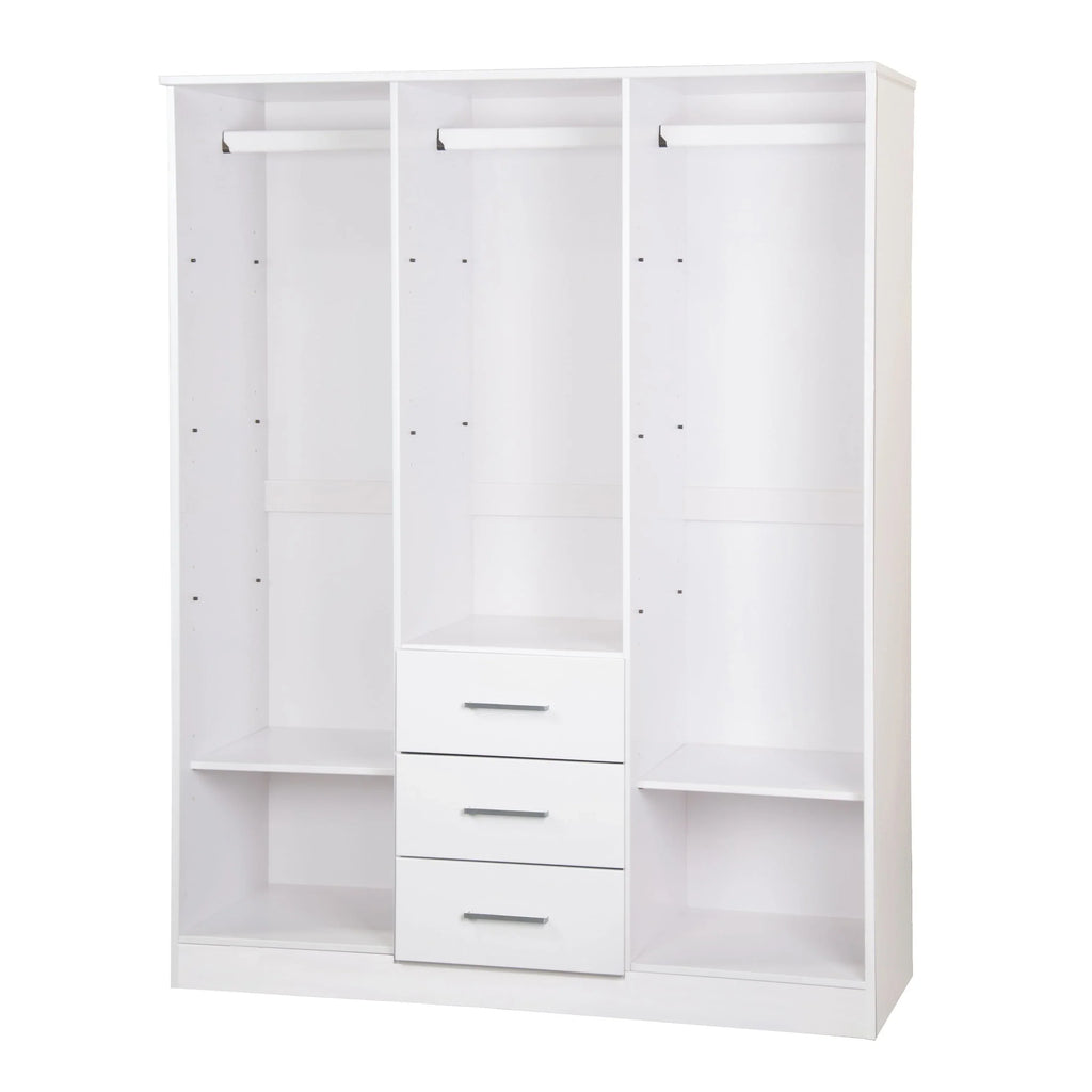 Palace Imports 100% Massivholz Cosmo 3-Türiger Kleiderschrank mit Massivholz- oder Spiegeltüren