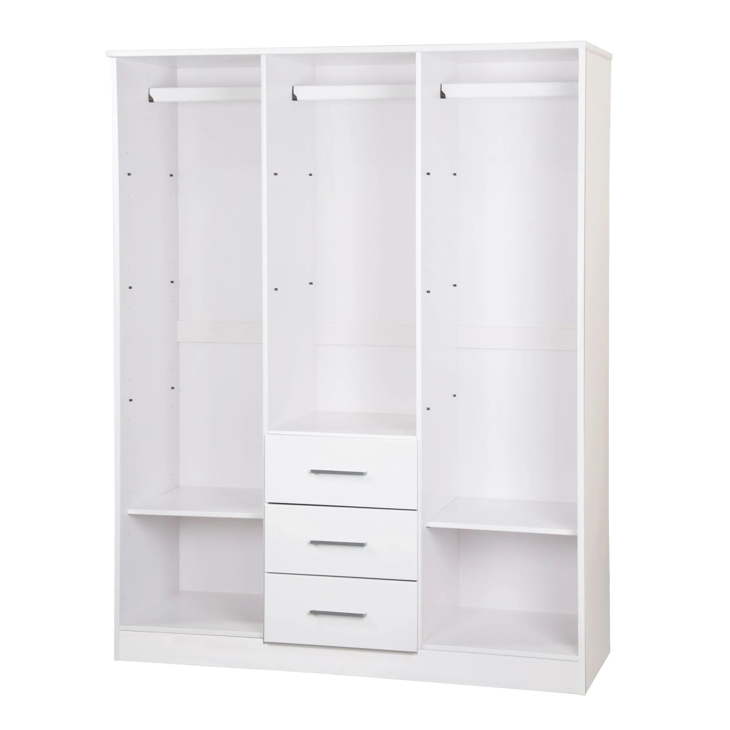 Palace Imports 100% Massivholz Cosmo 3-Türiger Kleiderschrank mit Massivholz- oder Spiegeltüren