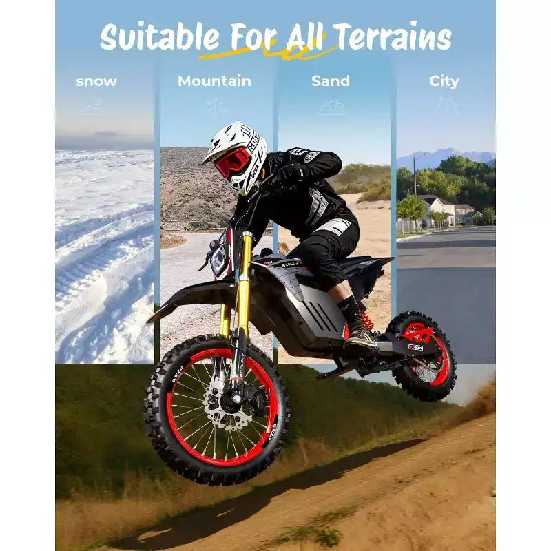 ECOLEAP 3500 W Peak Elektro-Dirtbike für Jugendliche & Erwachsene, 60 km/h Offroad E-Bike, 48 V 21 Ah Akku, bis zu 88 km Reichweite, 180 kg, 13+