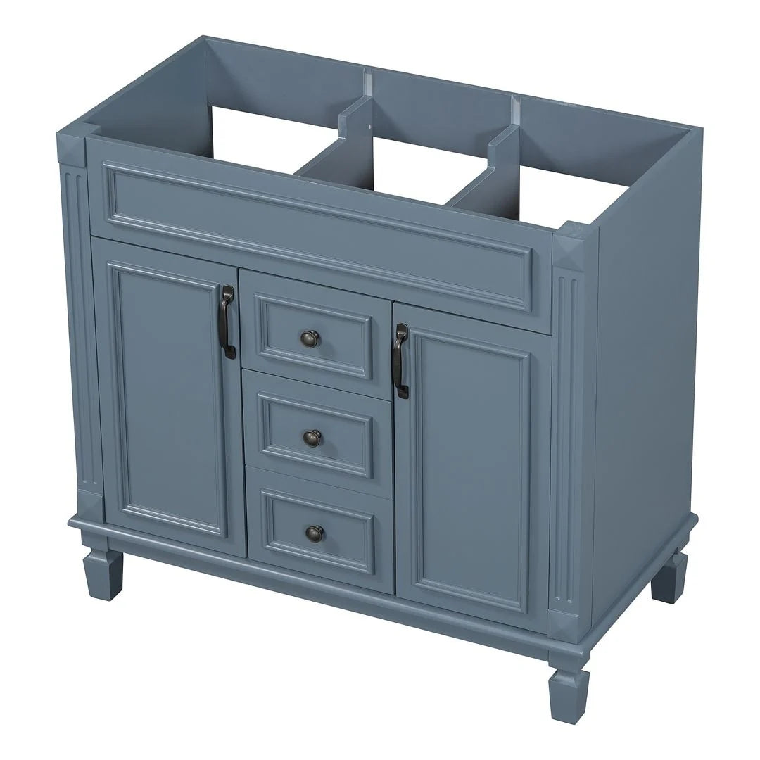 Moderner 36'' Badschrank mit Aufsatzwaschbecken und Spiegelschrank, 2 Türen und 2 Schubladen