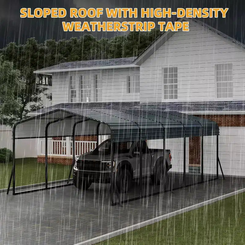 LinTimes 3,66 x 7,32 m Metall-Carport mit verzinktem Stahldach, pulverbeschichtetem Rahmen, wasserdichtem Unterstand für Fahrzeuge, Schutz für den Außenbereich