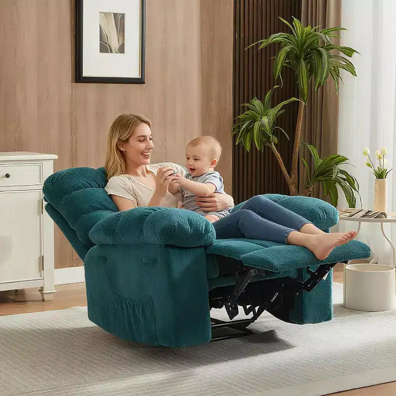 Manueller Relaxsessel, ergonomischer, atmungsaktiver Stoff-Relaxliege mit Seitentaschen, Einzelsessel, geeignet für Wohnzimmer Schlafzimmer