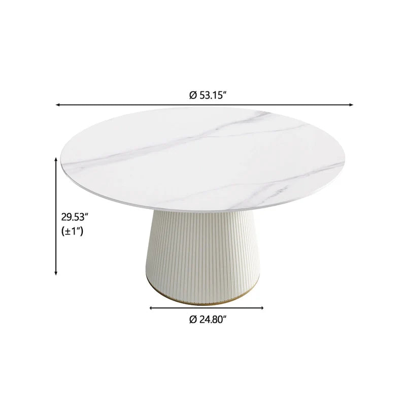 Runder Esstisch für 6 Personen (Ø 135 cm) mit gesinterter Steinplatte und Lazy Susan