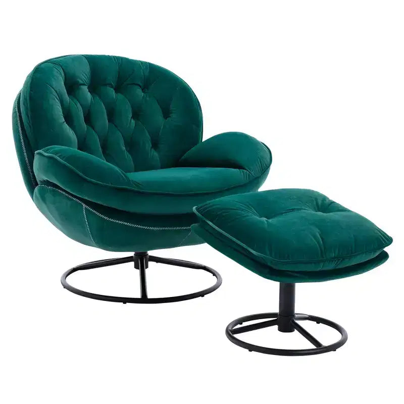 Okak Samt-Akzentsessel mit Ottoman, moderner Armloser Sessel im Mid-Century Stil für das Wohnzimmer, weicher bequemer Sessel zum Fernsehen, Gaming