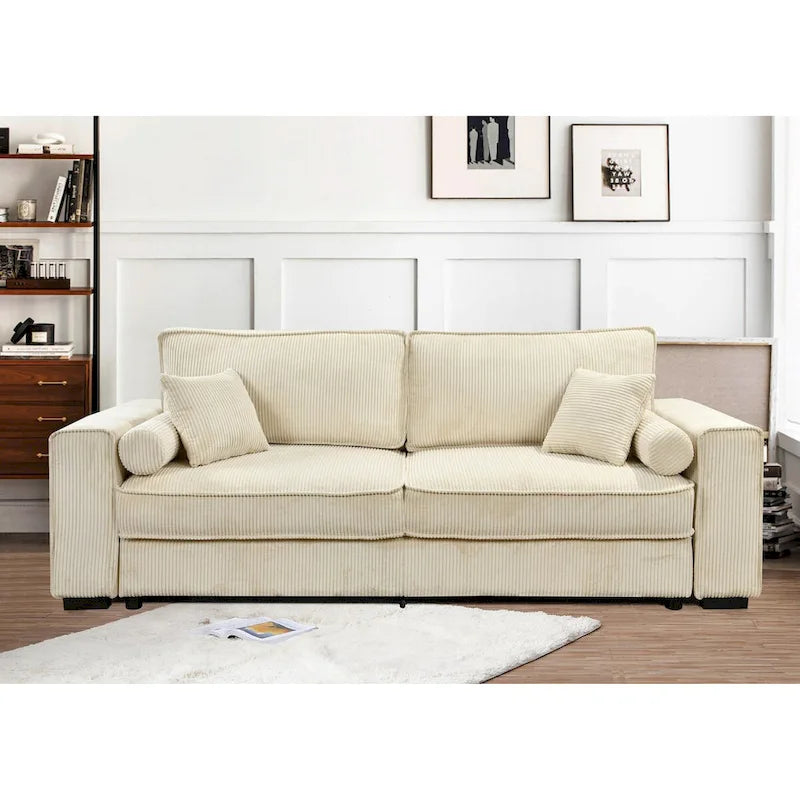 Roomfitters Großes Schlafsofa mit Stauraum, Modernes 3-Sitzer Couchmöbel, Gepolstertes Rückensofa für kleine Räume