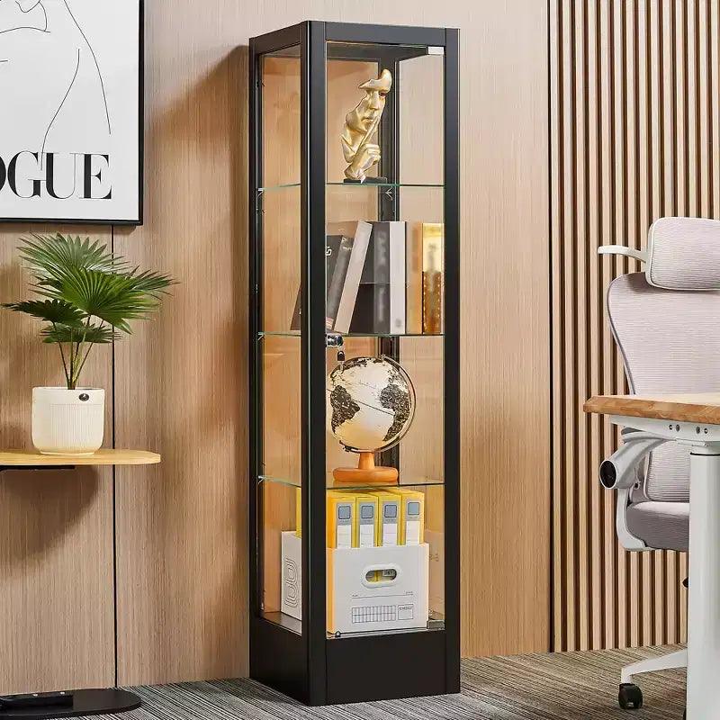 Bekrvio 4-stöckige Glasvitrine mit Schloss, 63 Vitrine mit Hartglastür und verstellbaren Einlegeböden