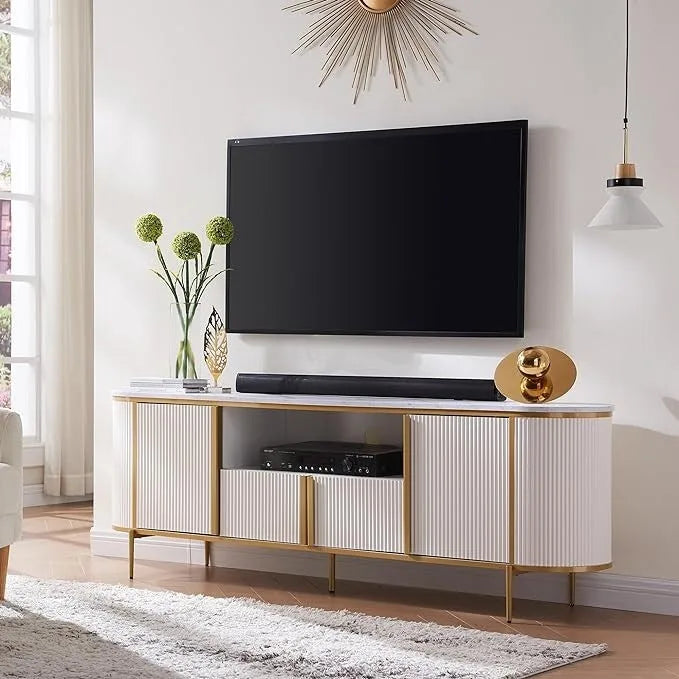 Moderner Luxus-TV-Ständer, Entertainment-Center, mit Kunstmarmorplatte