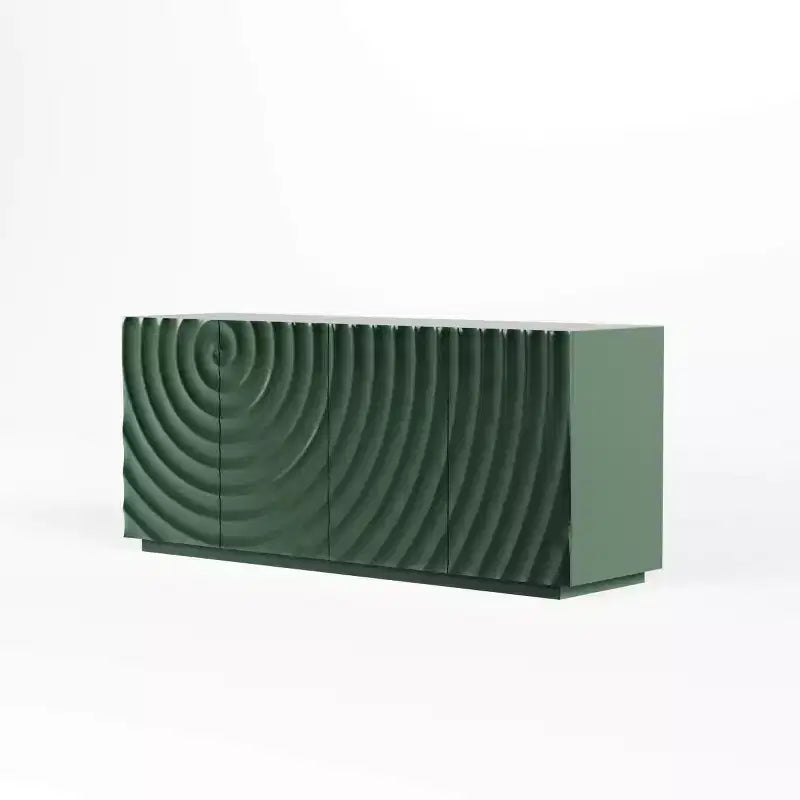 59 Modernes Spiral-Sideboard-Buffetschrank, flaches Kunst-Eingangs-Aufbewahrungsschrank mit 3D-Riffeltextur-Türen