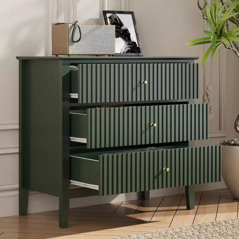Heynemo Kommode mit 3 Schubladen, lackiert, 76 cm hoher Holz-Nachttisch mit Stauraum, breite moderne Kommode mit Kugelauszug
