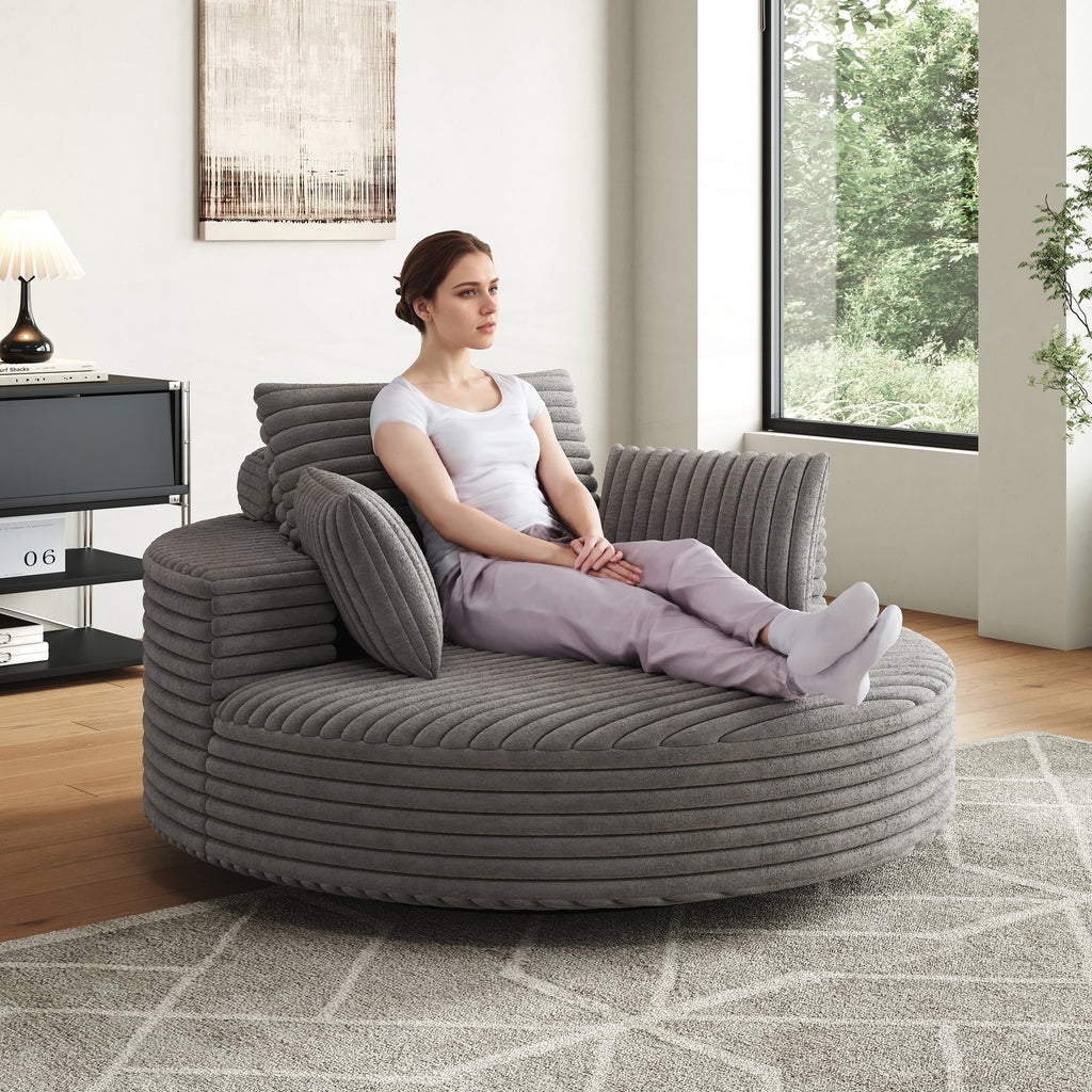 Einzelsessel aus Kord-Chenille-Schaumstoff, drehbar