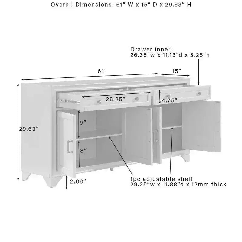 3-teiliges Tara Sideboard- und Vorratsschrank-Set im Used-Look - Crosley