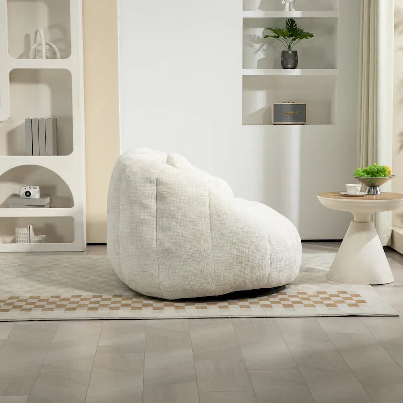 Weißer Chenille-Loungesessel (63,78 Zoll) mit hochdichtem Schaumstoff
