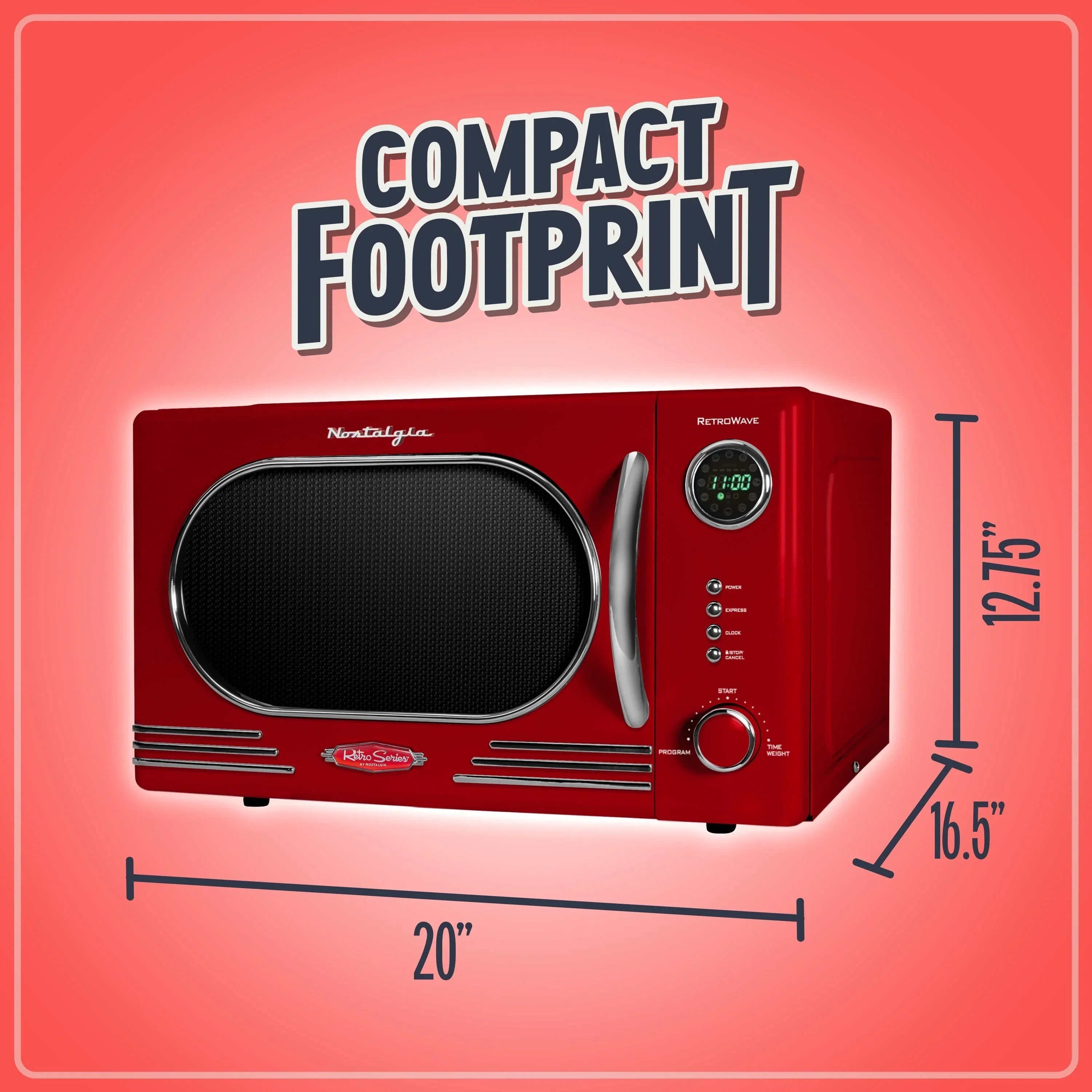 Nostalgia Retro Mikrowelle für die Arbeitsplatte, 1,1 cu ft & 1000 Watt