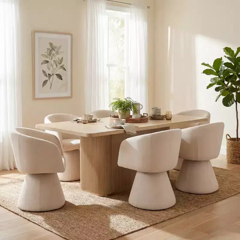 Christopher Knight Home Yodsak Modernes 7-teiliges Esszimmer-Set aus Holz und Metall mit 180°-Drehstühlen