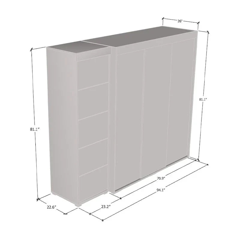 Drei-Spiegel-Kleiderschrank