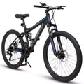 Okak 26-Zoll-Mountainbike mit Scheibenbremsen, 21-Gang-Erwachsenenfahrrad mit robustem Rahmen und doppelter Hinterradfederung, Fahrrad für Stadt- und Straßenfahrten