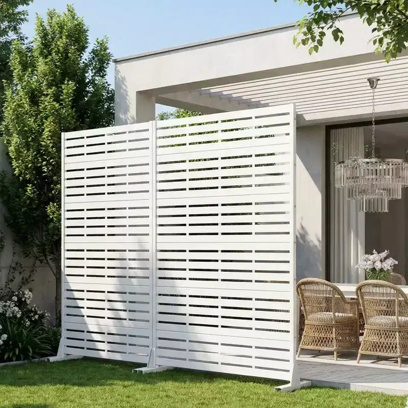 MAYEERTY 72x47 Weißer Sichtschutz, 6-teiliges Set, natürlicher, faltbarer Raumteiler für Hof und Garten