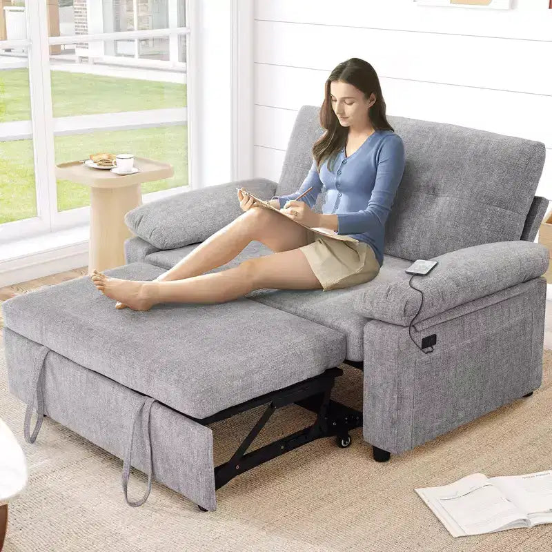 Dyonery 3-in-1 Schlafsofa, Ausziehbares Schlafsofa mit verstellbarer Rückenlehne