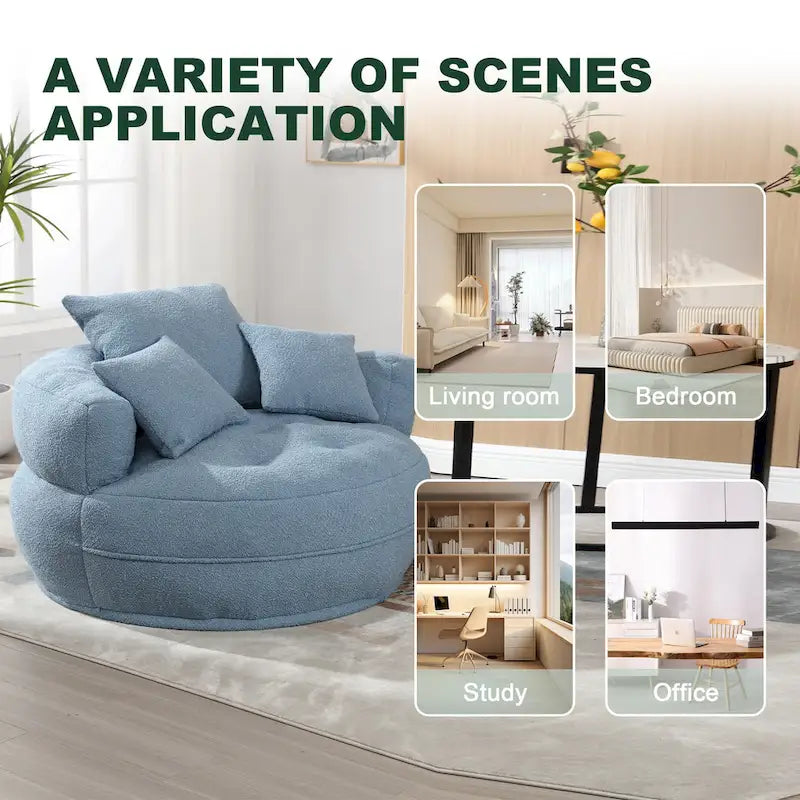 Rundes Lazy Sofa – Weiß/Blau/Grau/Gelb/Orange/Rosenrot/Marineblau/Grün, Einzel- und Doppel-Sitz
