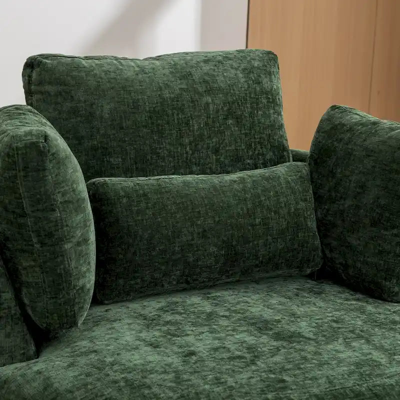 42.3W Polster-Akzentsessel drehbar mit 4 Kissen und halbmondförmigem Stauraum-Ottoman