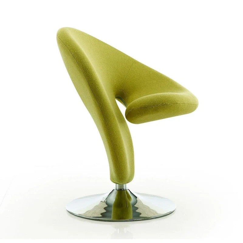 Manhattan Comfort Curl Akzentsessel mit Drehfunktion, Wollmischung und Chrom (2er-Set)