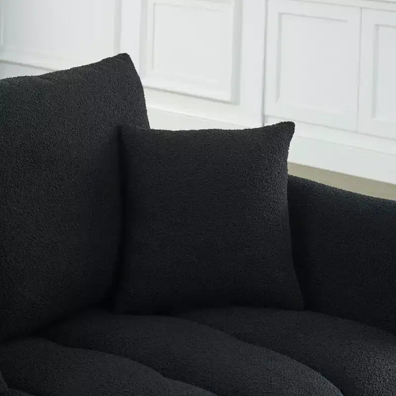 GDFStudio Alanna 79,5 Modernes 3-Sitzer-Sofa mit Teddyfell-Bezug und Kissen