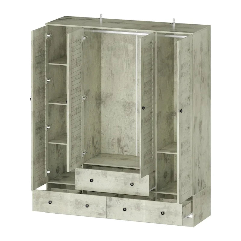 Kleiderschrank Hochschrank Schrank 59B Großer Freistehender Kleiderschrank Weiß