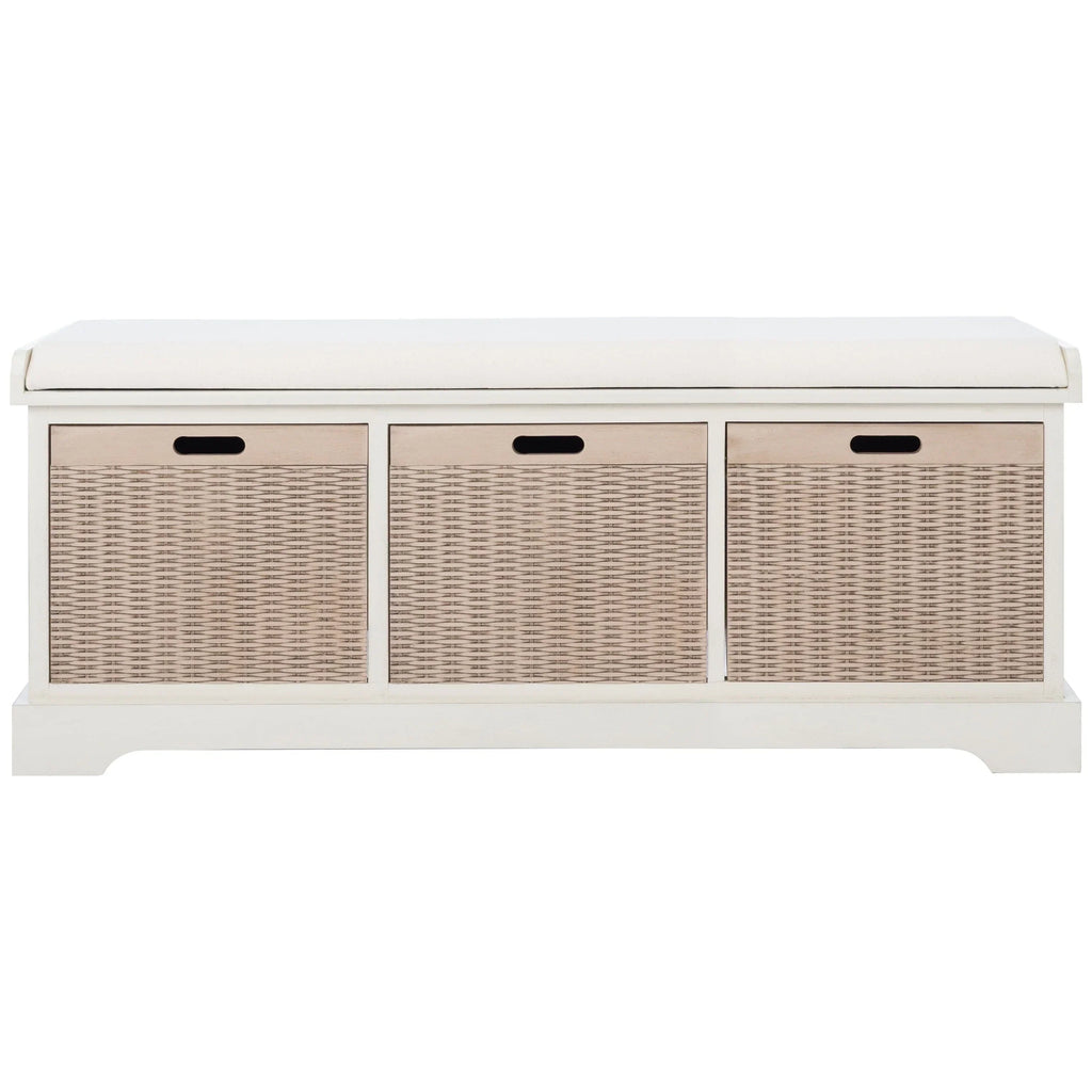 SAFAVIEH Fiorello 3-Schubladenbank mit Polsterung – 120 B x 38 T x 48 H cm – 120Bx38Tx48H
