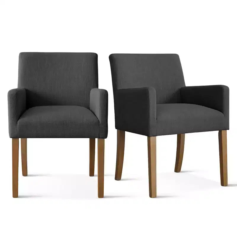 Set aus 6 gepolsterten Esszimmerstühlen mit Armlehnen, moderne Leinen-Sessel mit Holzbeinen, Akzentstühle für Esszimmer, Wohnzimmer - Panipeachy