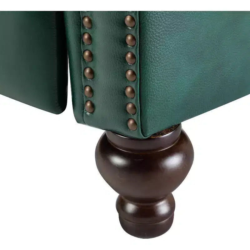2er-Set Elisabete Modern Wingback Echtleder-Liegesessel mit Vintage-Nagelkopfleiste für Wohn- und Schlafzimmer | ART OF LIVING DESIGNS