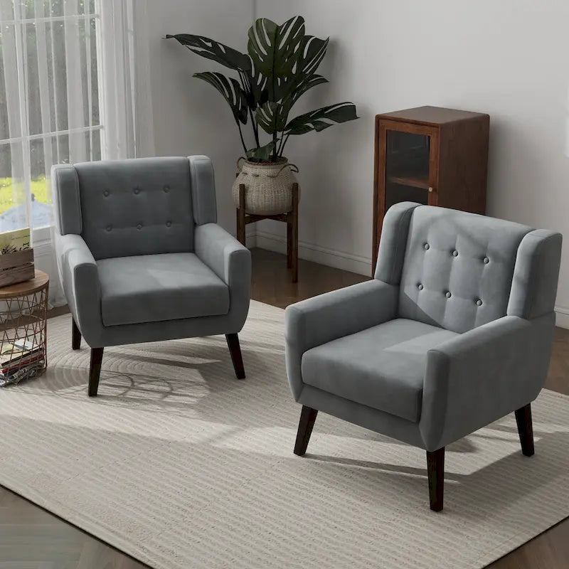 2er-Set Samt-Akzentsessel für Wohnzimmer, Polstersessel