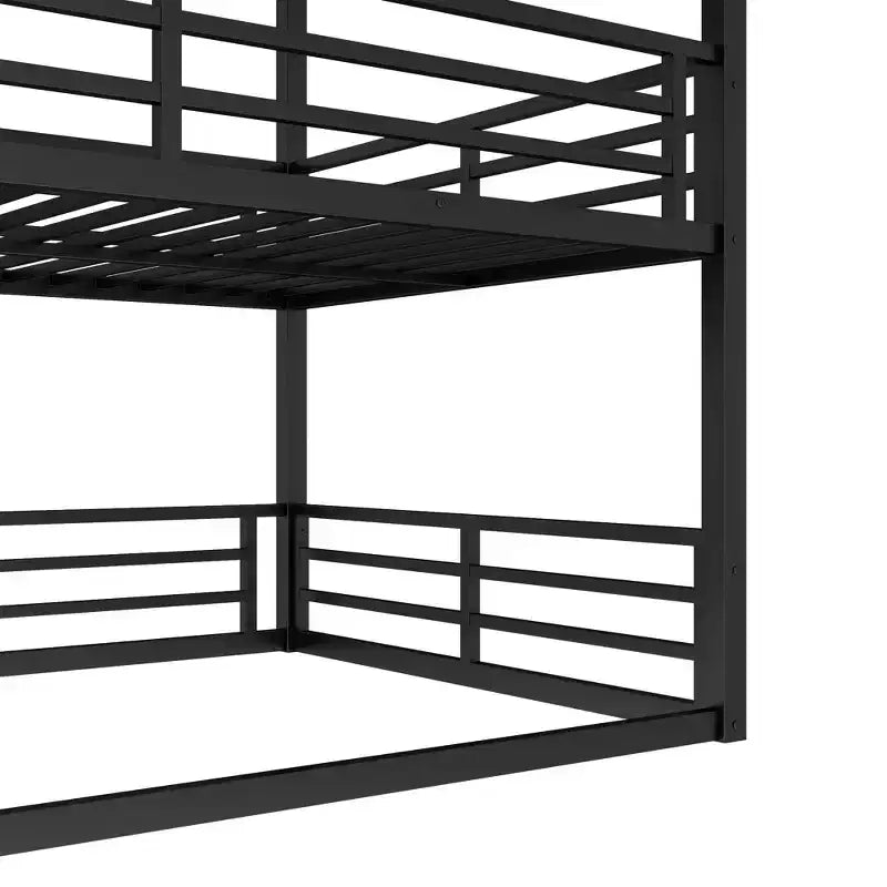 Etagenbett für drei Personen, Full über Full über Full, aus Metall, mit Sicherheitsgeländern, strapazierfähiges Etagenbett mit geräuschreduziertem Design, Schwarz