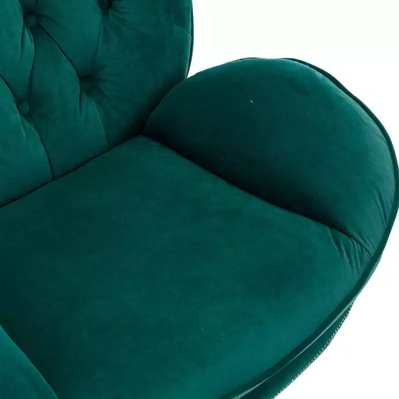 Okak Samt-Akzentsessel mit Ottoman, moderner Armloser Sessel im Mid-Century Stil für das Wohnzimmer, weicher bequemer Sessel zum Fernsehen, Gaming