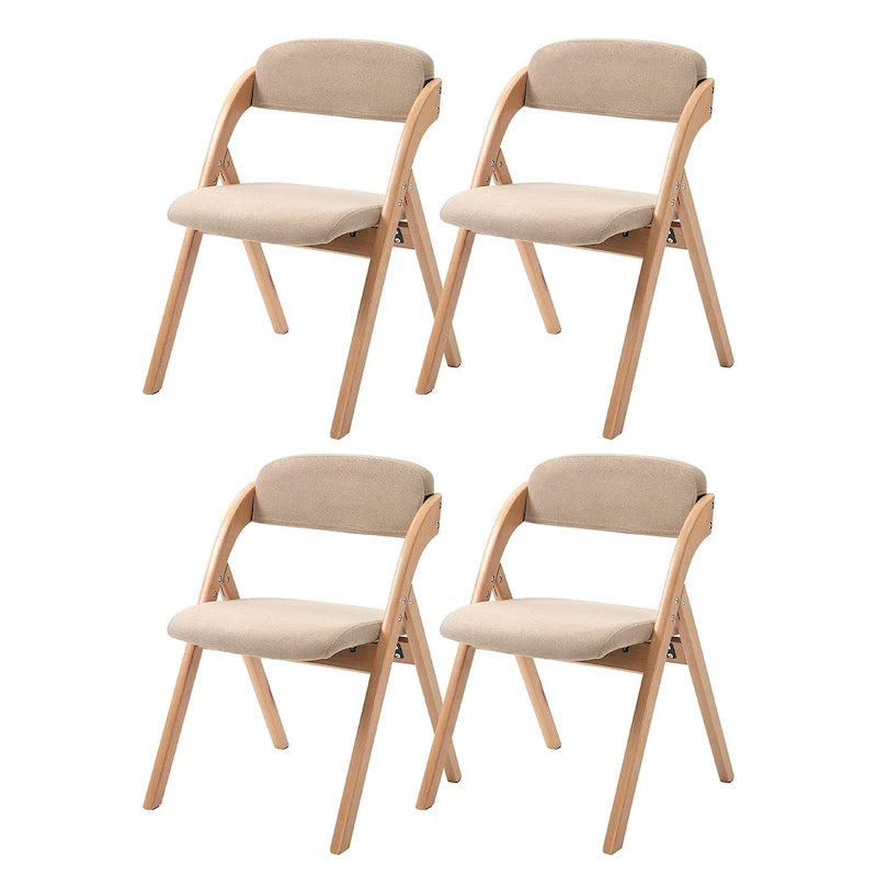 Stapelbare Esszimmer-Klappstühle aus Holz mit gepolsterten Sitzen (4er-Set)