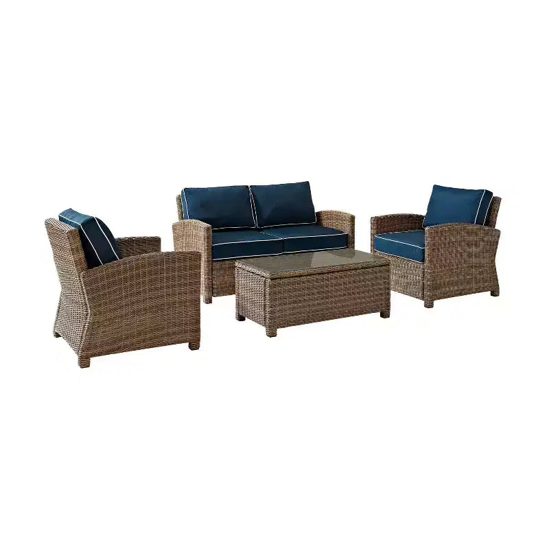 Bradenton 4-teiliges Outdoor Lounge-Set aus Korbgeflecht – Crosley